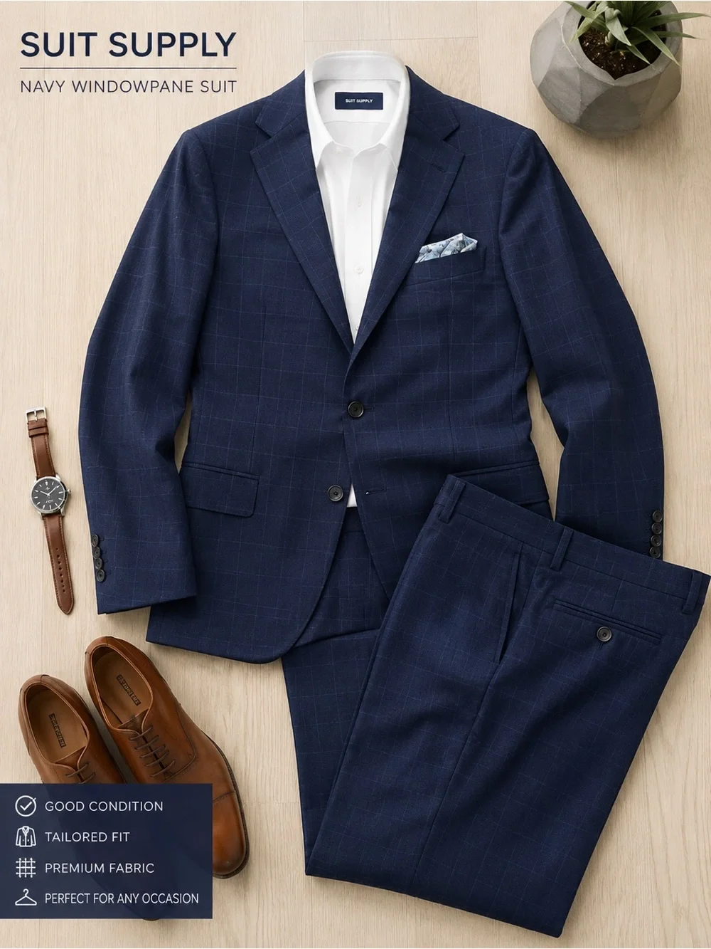 Suitsupply Navy Windowpane Two-Piece Suit